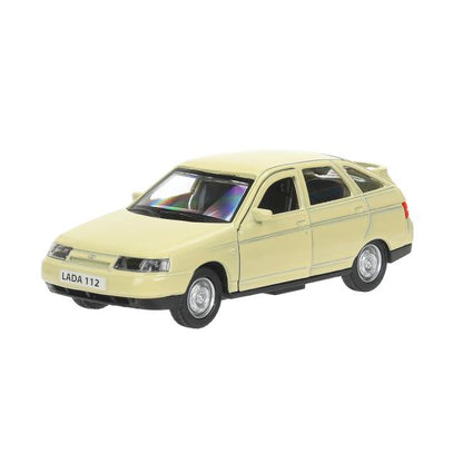 Машина металл ваз-2112 12 см, двери, багаж, беж, кор. Технопарк в кор.2*36шт
