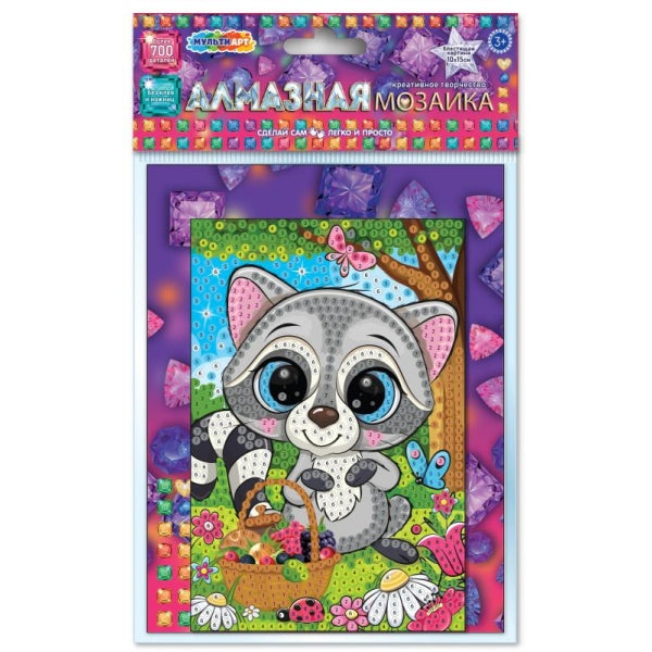 Алмазная мозаика 10*15 енотик МУЛЬТИ АРТ в кор.100шт