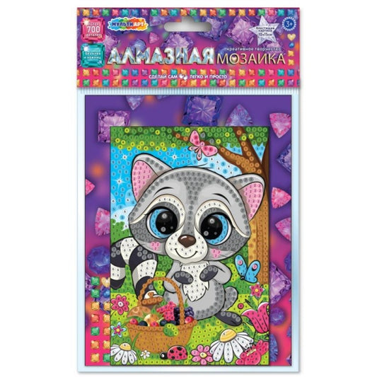 Алмазная мозаика 10*15 енотик МУЛЬТИ АРТ в кор.100шт