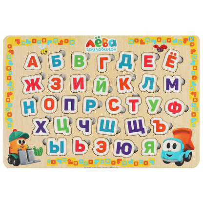 Игрушка деревянная рамка-вкладыш без ручек Грузовичок Лева 28*19,5 м,термопак Буратино в кор.20шт