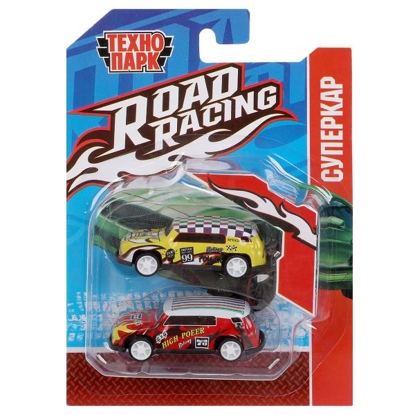 Машина металл ROAD RACING набор 7,5см, 2 шт,металл,в ассорт блистер Технопарк в кор.2*240наб