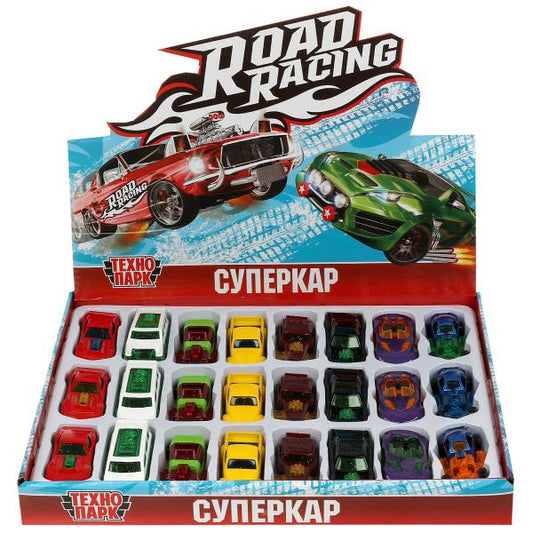 Машина металл ROAD RACING СУПЕРКАР 6,5 см, в ассорт, дисплей Технопарк уп-24шт в кор.2*12уп