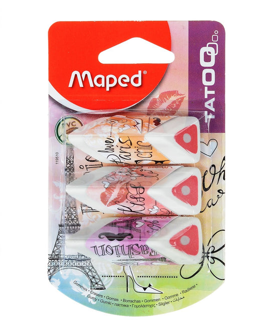 Maped. Ластик "Pyramide" треуг. формы, белый с цвет. серединой (3 шт) арт.119510 блистер