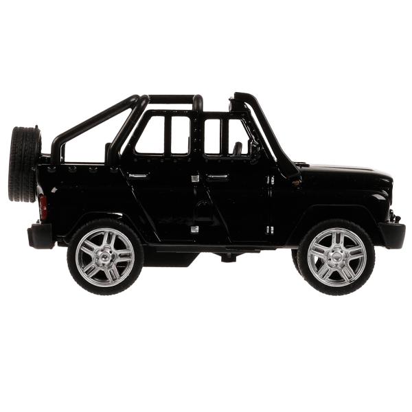 Машина металл UAZ HUNTER длина 11,5 см, двери, багаж, инерц, черный, кор. Технопарк в кор.2*36шт