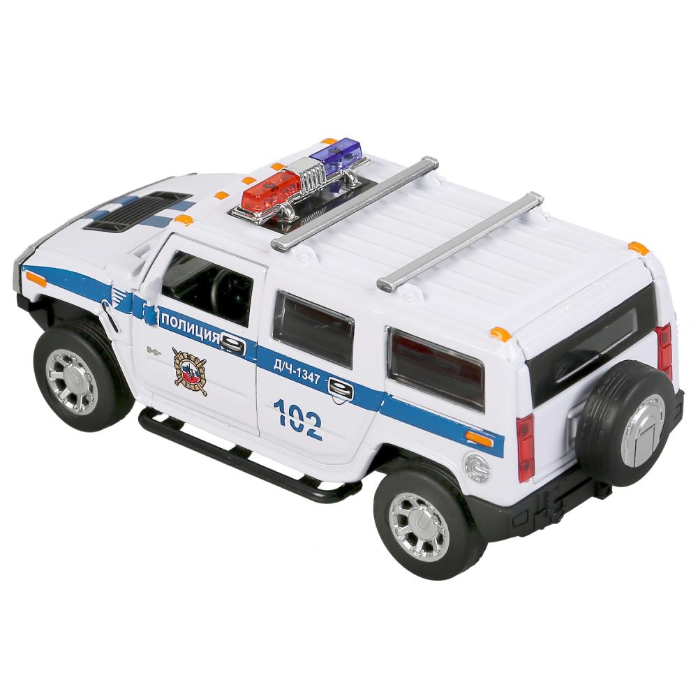 Машина металл свет-звук HUMMER "hummer h2 полиция" 12см, инерц., белый в кор. Технопарк в кор.2*36шт