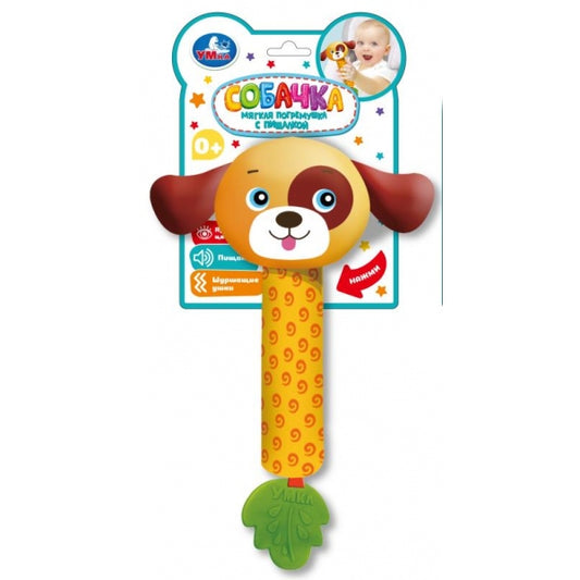 Текстильная игрушка погремушка - пищалка Умка в кор.250шт