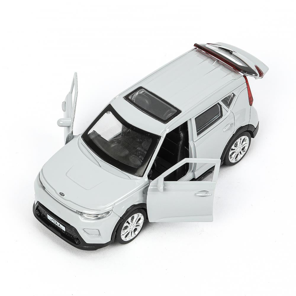 Машина металл KIA soul длина 12 см, двери, багаж., инерц, серебряный, кор. Технопарк в кор.2*36шт