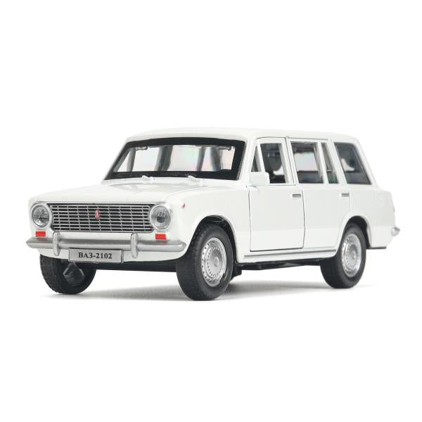 Технопарк. ВАЗ-2102 "Жигули" 12 см, металл, двери, баг., инерц, белый, кор. арт.2102-12-WH-WOD
