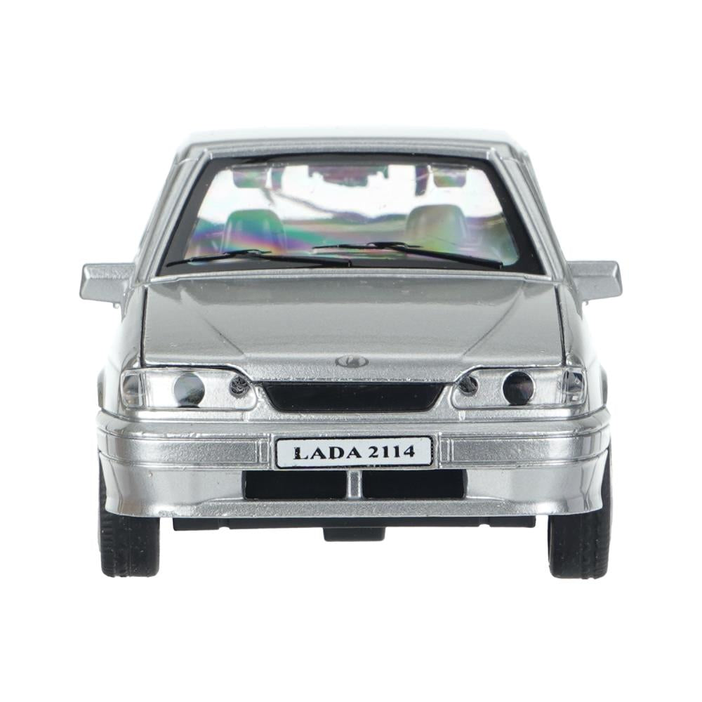 Машина металл ваз LADA 2114 15 см,св-з,откр 4 дв,баг,кап,инер,серебрист,кор. Технопарк в кор.2*36шт