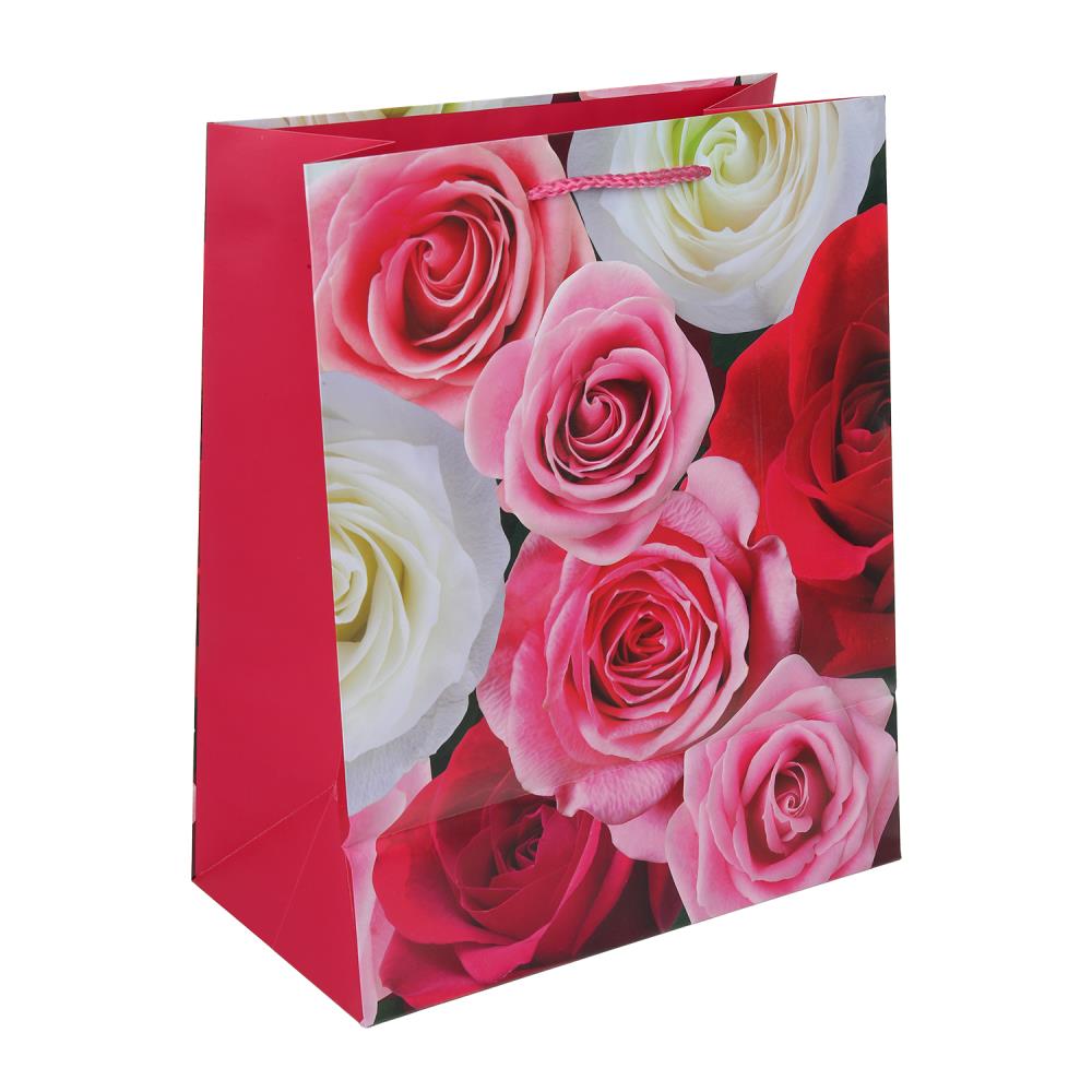 Пакет подарочный МАТОВЫЙ l,цветы,140 гр/м2 ЧУДО ПРАЗДНИК в кор.10*12шт