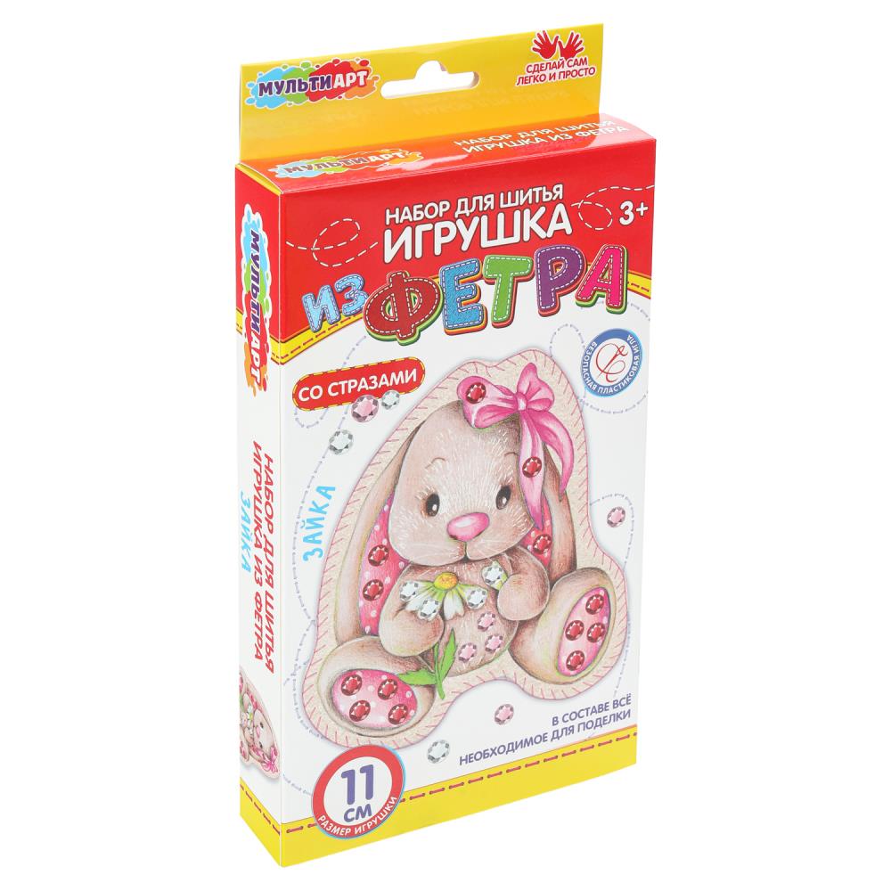 Игрушка из фетра Со стразами зайка МУЛЬТИ АРТ в кор.66шт