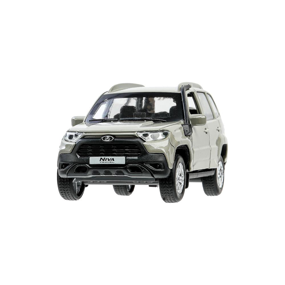 Машина металл LADA NIVA travel 12 см, двери, инер,серый, кор. Технопарк в кор.2*36шт