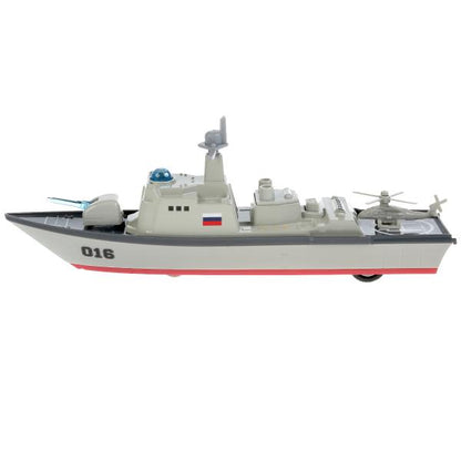 Модель металл свет-звук "крейсер" 18см, инерц., в ассорт. в русс. кор. Технопарк в кор.2*24шт