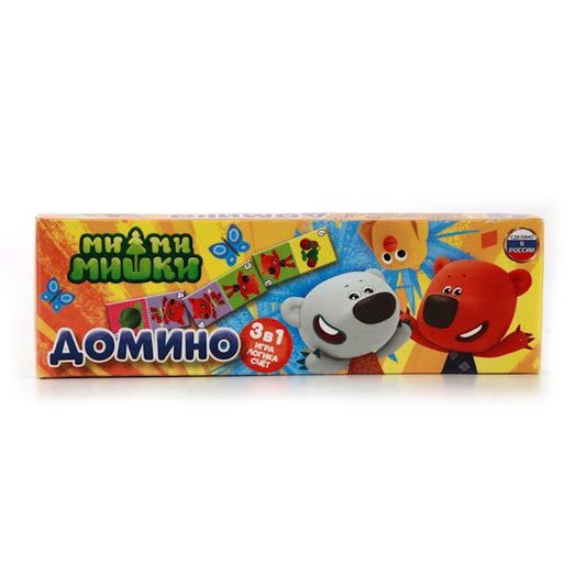 ДОМИНО ПЛАСТМАССОВОЕ "УМНЫЕ ИГРЫ" МИ-МИ-МИШКИ 3-В-1 В РУСС. КОР. в кор.100шт