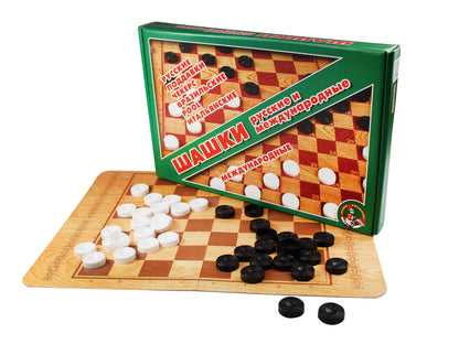 Игра настольная "Шашки русские и международные" (большие) арт.01068