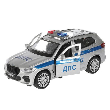 Машина металл свет-звук bmw X5 M-SPORT ПОЛИЦИЯ 12 см, двер, баг, кор. Технопарк в кор.2*36шт