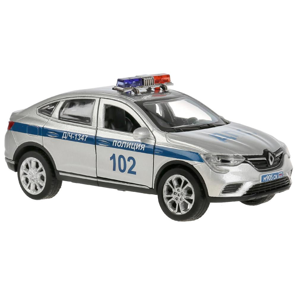 Машина металл свет-звук RENAULT ARKANA ПОЛИЦИЯ 12 см, двери, багаж, кор. Технопарк в кор.2*36шт
