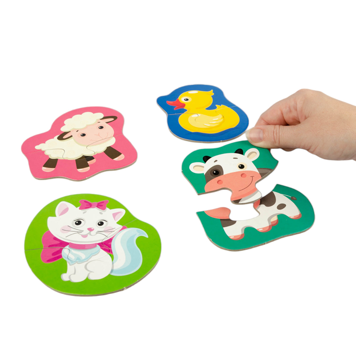 Пазлы контурные Половинки "Домашние животные" Baby Toys (8 карт. 16 эл)