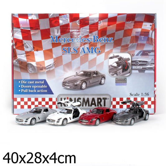МАШИНА MERCEDES-BENZ SLS AMG МЕТАЛЛ. ИНЕРЦ. 1:36 ОТКРЫВ. ДВЕРИ В ДИСПЛЕЕ УП-12ШТ в кор.2*6уп