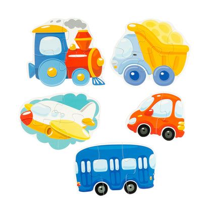 Пазлы контурные "Транспорт" Baby Toys (5 карт. 15 эл)
