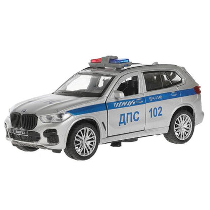 Машина металл свет-звук bmw X5 M-SPORT ПОЛИЦИЯ 12 см, двер, баг, кор. Технопарк в кор.2*36шт