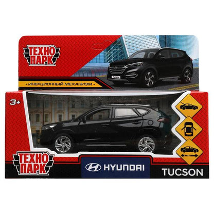 TUCSON-12-BK 325387 Машина металл HYUNDAI TUCSON длина 12 см, двери, багаж., инер, черный, кор. Техн