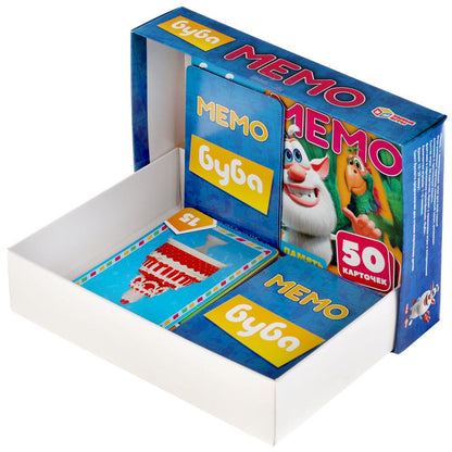 БУБА. КАРТОЧНАЯ ИГРА МЕМО. (50 КАРТОЧЕК). КОР: 125Х170Х40ММ, КАРТОЧКИ 65Х95ММ. УМНЫЕ ИГРЫ в кор.50шт