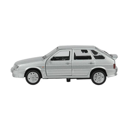 Машина металл LADA-2114 "SAMARA" 12 см, двери, багаж, инерц, серебрист, кор. Технопарк в кор.2*36шт