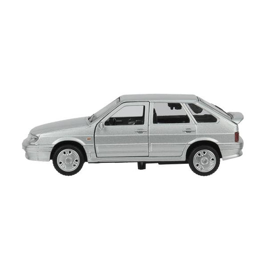 Машина металл LADA-2114 "SAMARA" 12 см, двери, багаж, инерц, серебрист, кор. Технопарк в кор.2*36шт
