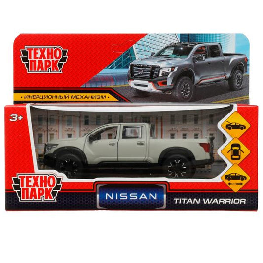 Машина металл NISSAN TITAN МАТОВЫЙ 12,5 см, двери, багаж, инерц, серый, кор. Технопарк в кор.2*36шт