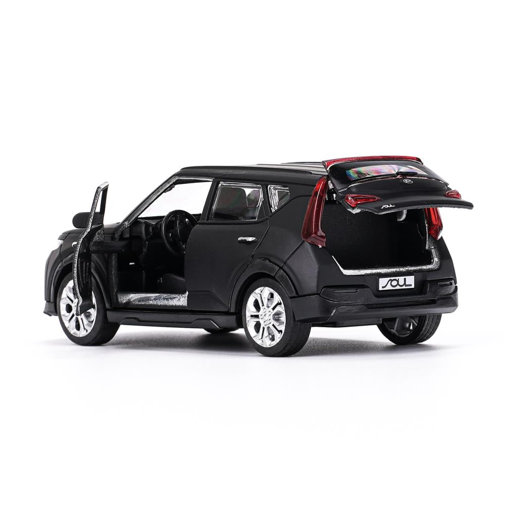 Машина металл свет-звук KIA soul 12 см, двер, инер, черный МАТОВЫЙ, кор. Технопарк в кор.2*36шт
