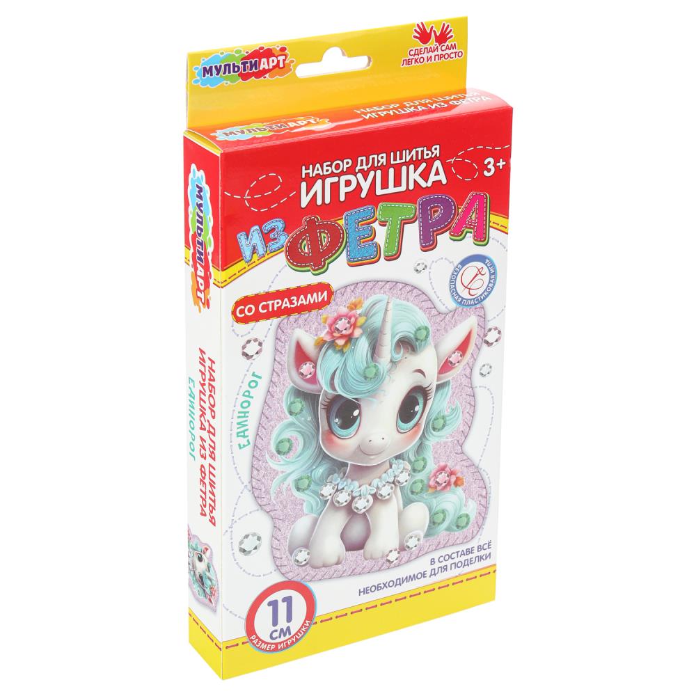 Игрушка из фетра Со стразами единорожка МУЛЬТИ АРТ в кор.66шт