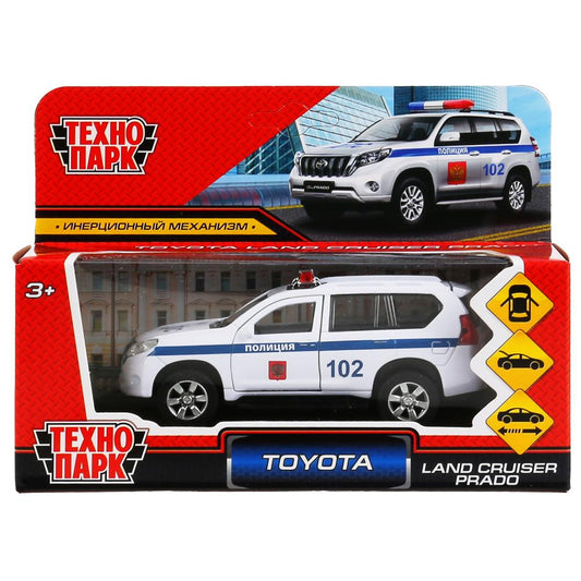 Машина металл "toyota prado полиция" 12см, открыв. двери, инерц., белый в кор. Технопарк в кор2*36шт