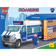 Конструктор полицейская ГАЗЕЛЬ с гаражом, 100 дет. Город мастеров в кор.2*8шт