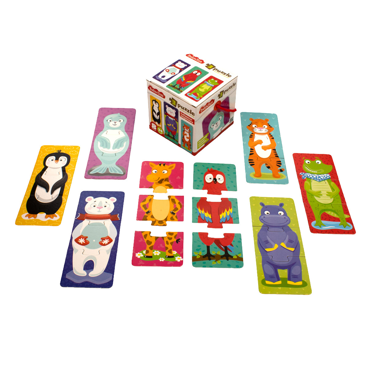 Пазлы тройные "Забавные зверюшки" 24 эл Baby Toys (макси)