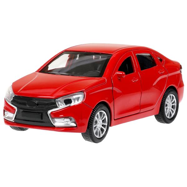 Машина металл LADA vesta 11,5 см, двери, багаж, красный, кор. Технопарк в кор.2*36шт