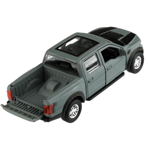 Машина металл FORD F150 RAPTOR SOFT 12 см, двери, багаж, инерц, серый, кор. Технопарк в кор.2*36шт