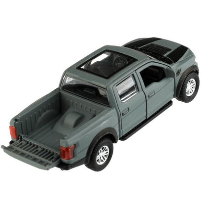 Машина металл FORD F150 RAPTOR SOFT 12 см, двери, багаж, инерц, серый, кор. Технопарк в кор.2*36шт