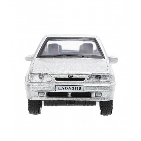 Машина металл ваз-2115 "самара" длина 12 см,двери,серебристо-серый,кор. Технопарк в кор.2*36шт