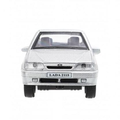 Машина металл ваз-2115 "самара" длина 12 см,двери,серебристо-серый,кор. Технопарк в кор.2*36шт