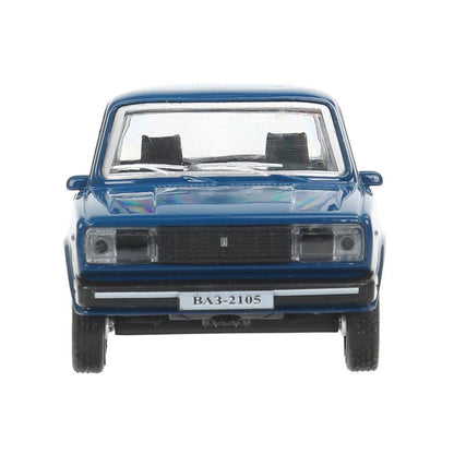 Машина металл LADA ваз-2105 1997 12cm,двери,багаж,инерц.темно-синий,кор. Технопарк в кор.2*36шт