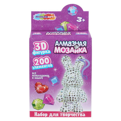 Фигурка-брелок алмазной мозаикой зайчик МУЛЬТИ АРТ в кор.48шт