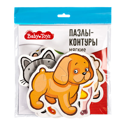 Пазлы-контуры "Домашние животные" 6 фигурок Baby Toys (мягкие)