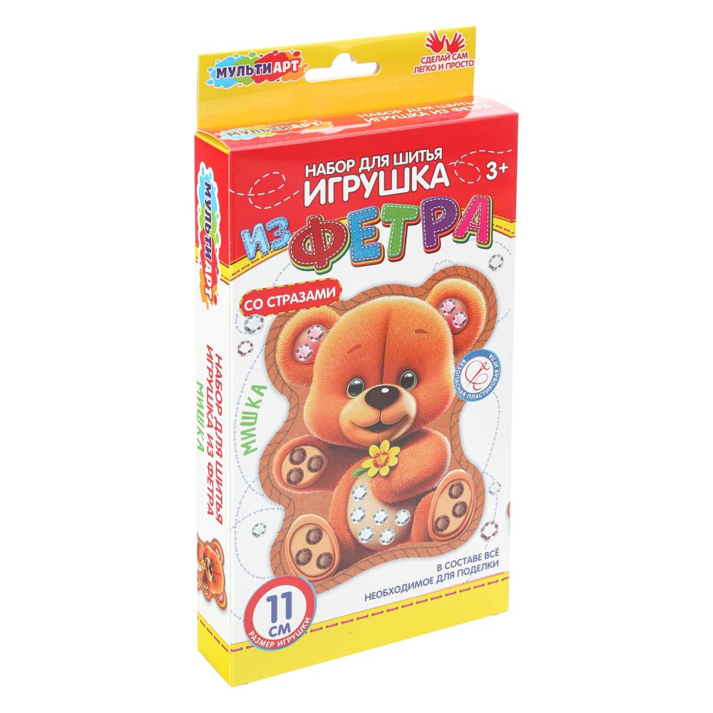 Игрушка из фетра Со стразами мишка МУЛЬТИ АРТ в кор.66шт