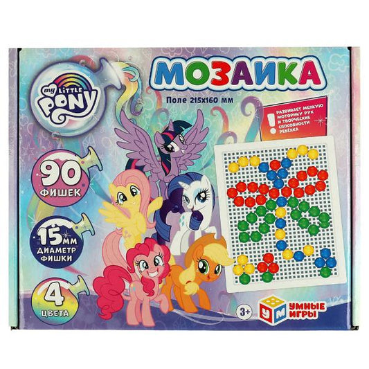 МОЙ МАЛЕНЬКИЙ ПОНИ. Мозаика пластиковая. 80 фишек. 4 цвета. Поле 195х155мм. Умные игры в кор.20шт