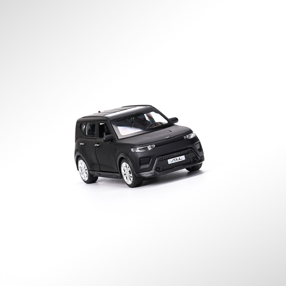 Машина металл свет-звук KIA soul 12 см, двер, инер, черный МАТОВЫЙ, кор. Технопарк в кор.2*36шт