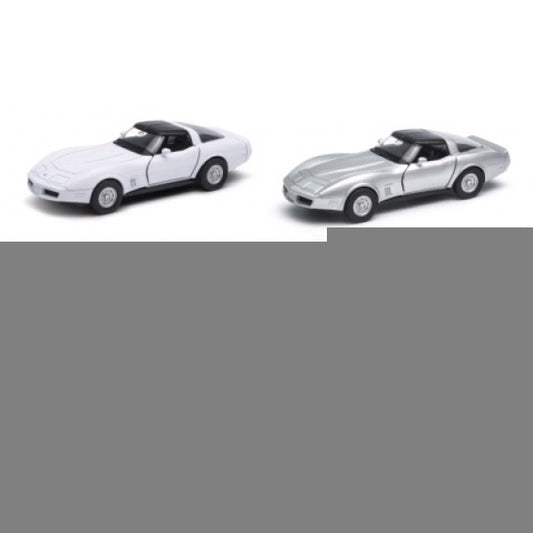 Машина металл 4.75" 1982 chevrolet corvette-coupe инерц. открыв. двери в дисплее уп-12шт в кор.2*6уп