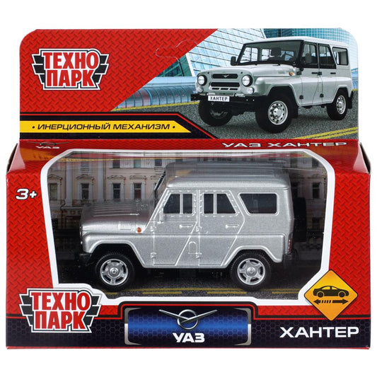 Машина металл UAZ ХАНТЕР длина 10,5 см, инерция, серебристый, Технопарк