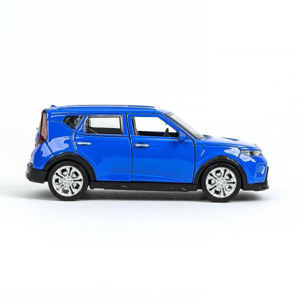 Машина металл KIA soul длина 12 см, двери, багаж., инерц, синий, кор. Технопарк в кор.2*36шт