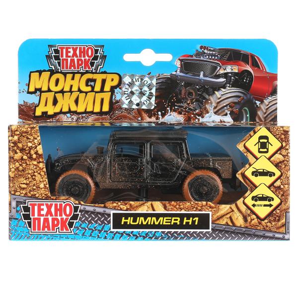 Машина металл HUMMER h1 ПИКАП с грязью, 12 см, дв., баг., инерц., кор. Технопарк в кор.2*24шт